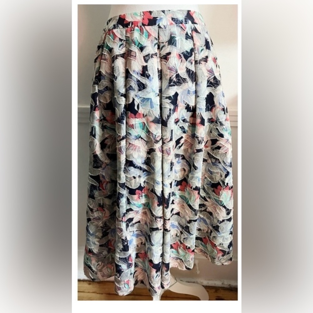 ASOS • Black Coral Teal Floral Midi Skirt